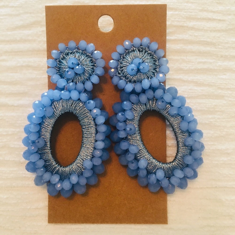 Lavender or light blue beaded earrings